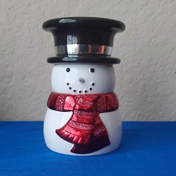 Other - Festive Snowman Ceramic Decor with Red Scarf